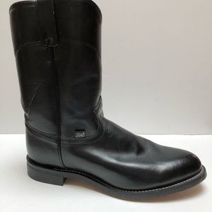 Justin Western Boots Black Ropers Sz 10.5M
